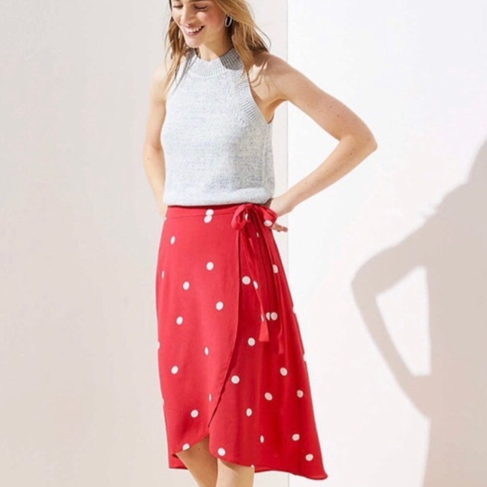 LOFT Polka Dot Wrap Skirt size 2 Petite